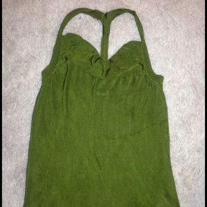 Y2K bebe Olive Green T back Drape Front Tank Top